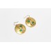 Gold Plated Textured Earrings Onyx Zircon Women's Sterling Silver 925 Stone A742